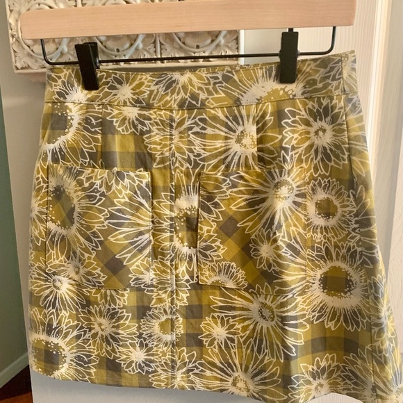 Urban Outfitters Yellow and Green Floral Pleated Skater Mini Skirt - Picture 4 of 9